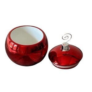 Vintage Shiny Red Silver Ceramic Candle Holder Holidays Table Decor Candy Jar‎